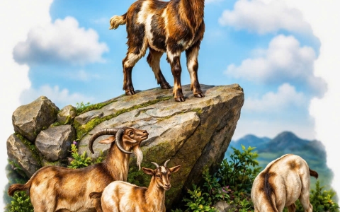 Mô hình gia đình dê khổng lồ mút xốp Tết