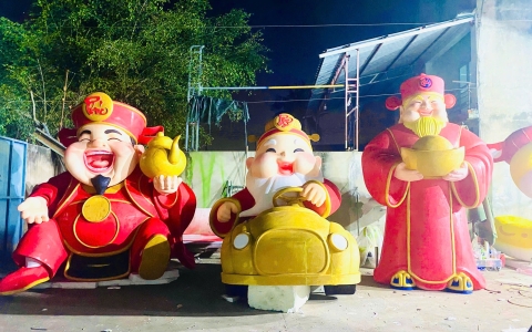 Mô hình Phúc Lộc Thọ bằng xốp: Ý nghĩa, kích thước phổ biến và vị trí đặt đẹp cho sảnh lớn
